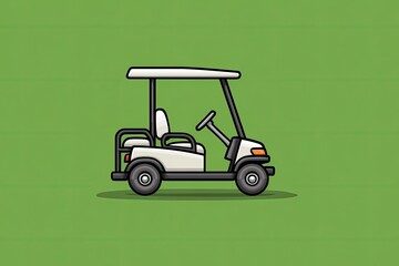 Cartoon golf cart on a green background (1)