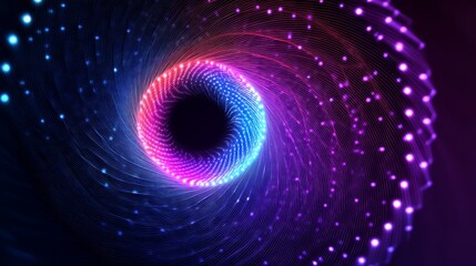 Obraz premium Abstract digital rendering of a vibrant glowing tunnel with smooth color transitions from blue to pink to black,
