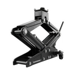 Black scissor car jack isolated on transparent background, a mechanical tool for lifting vehicles during maintenance or roadside emergencies