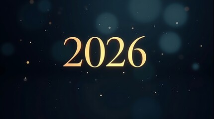 A minimalistic and sophisticated New Year 2026 background with elegant, golden numerals