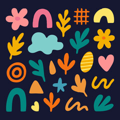 Abstract Nature & Geometric Shapes &ndash; Colorful Hand Drawn Vector Pack