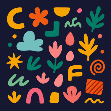 Abstract Floral & Organic Shapes &ndash; Colorful Vector Elements Collection