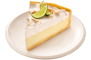 prato com torta de limão isolado em fundo transparente 