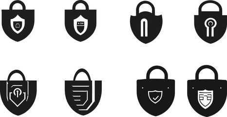 Shield icons set in vector style for web and design use