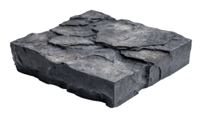 Rock texture detail quarry site model natural environment top view isolated on transparent background, png
