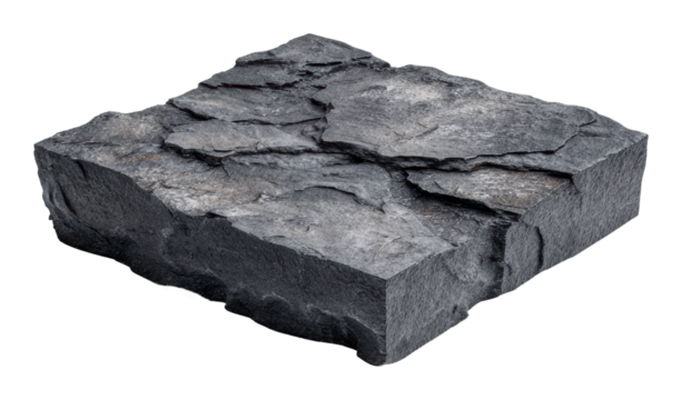Rock texture detail quarry site model natural environment top view isolated on transparent background, png