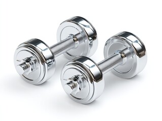 Two chrome dumbbells on white background (5)