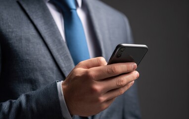 Close-up of a man in a suit using a phone (1)