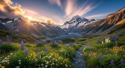 HDR Majestic Landscape Mount Cook