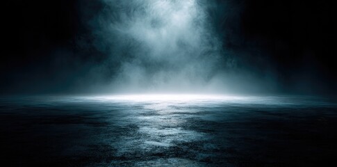 Dark, smoky, textured floor with a spotlight