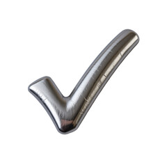 Polished Metallic Check Mark White Background