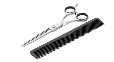 Barber tools set with scissors and comb, isolated on white background