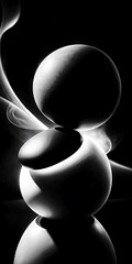 Abstract Sphere Sculpture With Dramatic Lighting and Smoke Wisps
