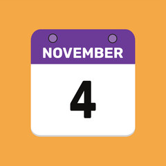 Fototapeta premium 4 november calender icon text page monthly web design.