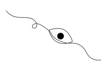 Minimalist eye outline vector illustration in continuous one line drawing style isolated design
