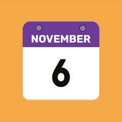 6 november calender icon text page monthly web design.