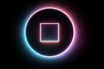 Neon circle with square symbol