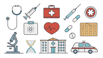 Collection of Medical Icons and Symbols for Healthcare and Medicine