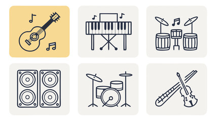 Fototapeta premium Collection of Musical Instruments and Audio Equipment Icons