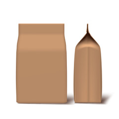 3D Brown Craft Paper Bag Packaging Side View
