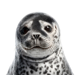 Ross Seal: Smiling seal with short muzzle and dark eyes, isolated on a transparent background. --v 7.0