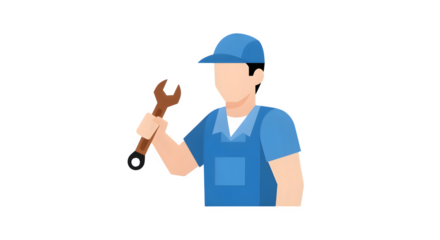 Flat mechanic with wrench icon, isolated on white background