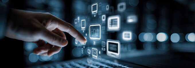 Hand interacting with digital interface