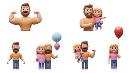 Fototapeta premium Cartoon gay couple with children illustration