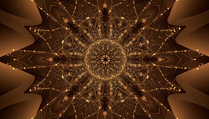 Intricate, symmetrical, golden mandala design
