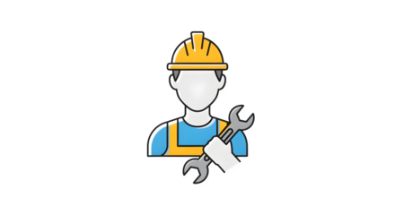 Minimalist factory worker icon, isolated on white background