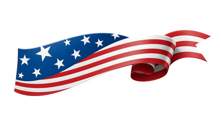 Patriotic ribbon banner with stars, isolated on white background