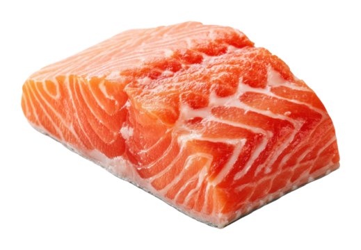 Fresh salmon fillet preparation kitchen food bright lighting isolated on transparent background, png