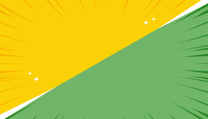 Dynamic Diagonal Split Background with Yellow and Green Radial Bursts