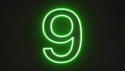 Glowing green number nine