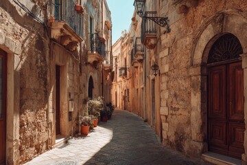 Obraz premium Sunny alleyway in an old town