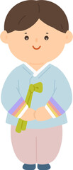 한복을 입은 어린이 남자아이의 전통 명절 복장 일러스트