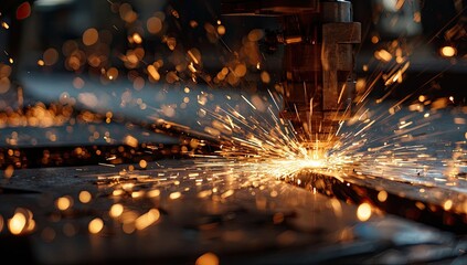 Industrial metal cutting sparks