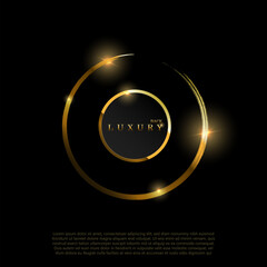 Golden Round Frame With Luxury Text And Flares