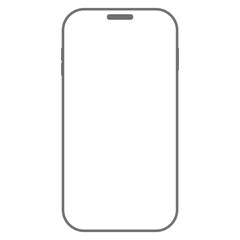 Phone mockup with blank screen on transparent background.