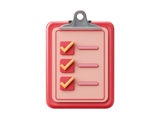 Obraz premium Clipboard Checklist Icon 3D isolated on transparent background, Clipart png