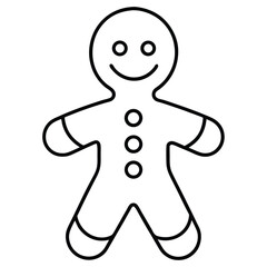 Cute Gingerbread Outline Icon