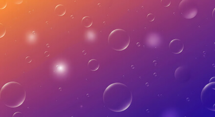 Modern abstract background with orange to purple gradient, frosted glass bubbles