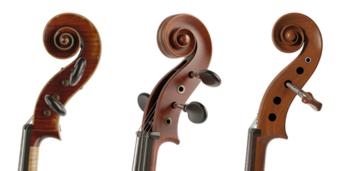 Elegant Vintage Wooden Instrument Scrolls for International Music Day, Available as Transparent PNG