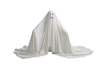 Naklejka premium Spooky ghost costume isolated on transparent background