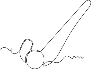 one line art Hockey Stick and Ball vector illustration. line art, one continuous line, simple, hand drawn and sketch style. for icons, symbols, signs or logos. PNG