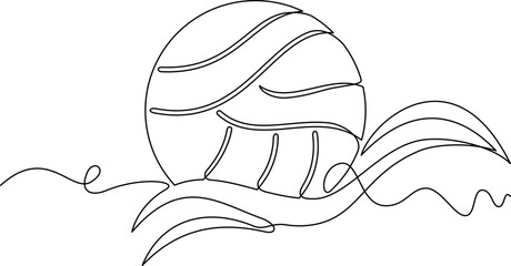 one line art Water polo Ball vector illustration. line art, one continuous line, simple, hand drawn and sketch style. for icons, symbols, signs or logos. PNG