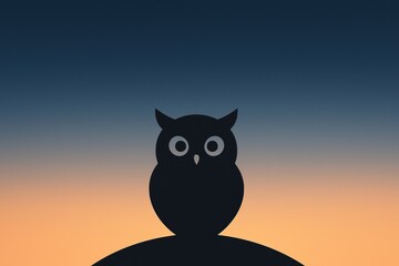 Owl silhouette against gradient sky.
