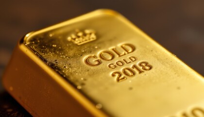 Shimmering gold bar displaying g finance sector product photography luxurious environment close-up view investment concept