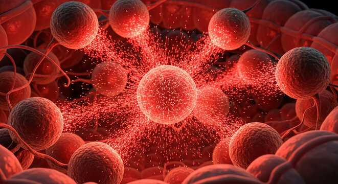 Red Cells Proliferating: Microscopic View of Active Biological Process