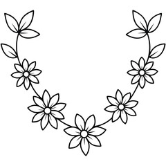 Elegant Floral Garland Line Art